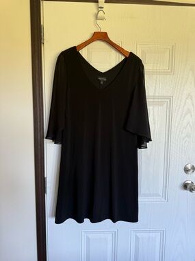 2 for $20 sale: Connected apparel sheer cape flutter sleeve black dress - 12
